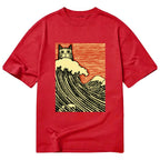 Charming Japanese Cat Art Cotton Casual T-shirt