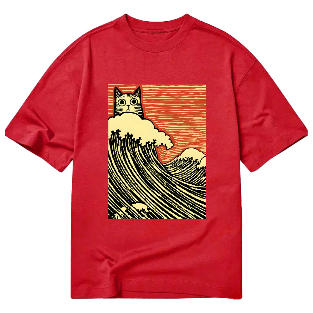 Charming Japanese Cat Art Cotton Casual T-shirt