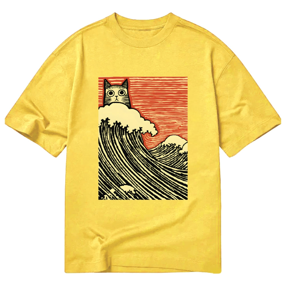 Charming Japanese Cat Art Cotton Casual T-shirt