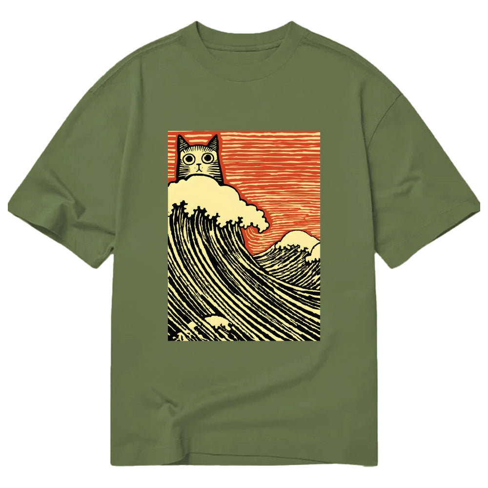 Charming Japanese Cat Art Cotton Casual T-shirt