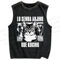 Unisex Cat And Dogs Printed Washed Tank Top