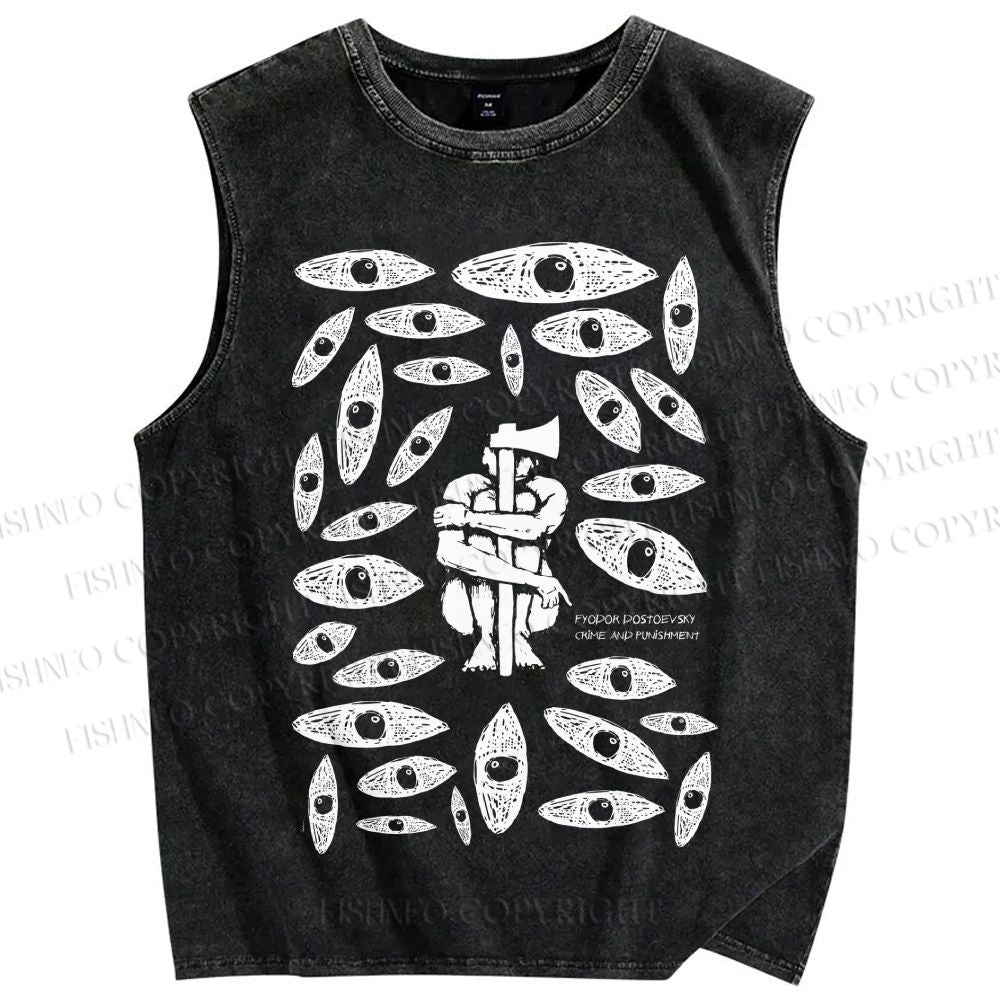 Unisex Crime And Punishment Printed Washed Tank Top