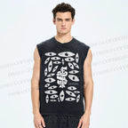 Unisex Crime And Punishment Printed Washed Tank Top