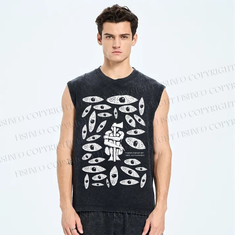 Unisex Crime And Punishment Printed Washed Tank Top