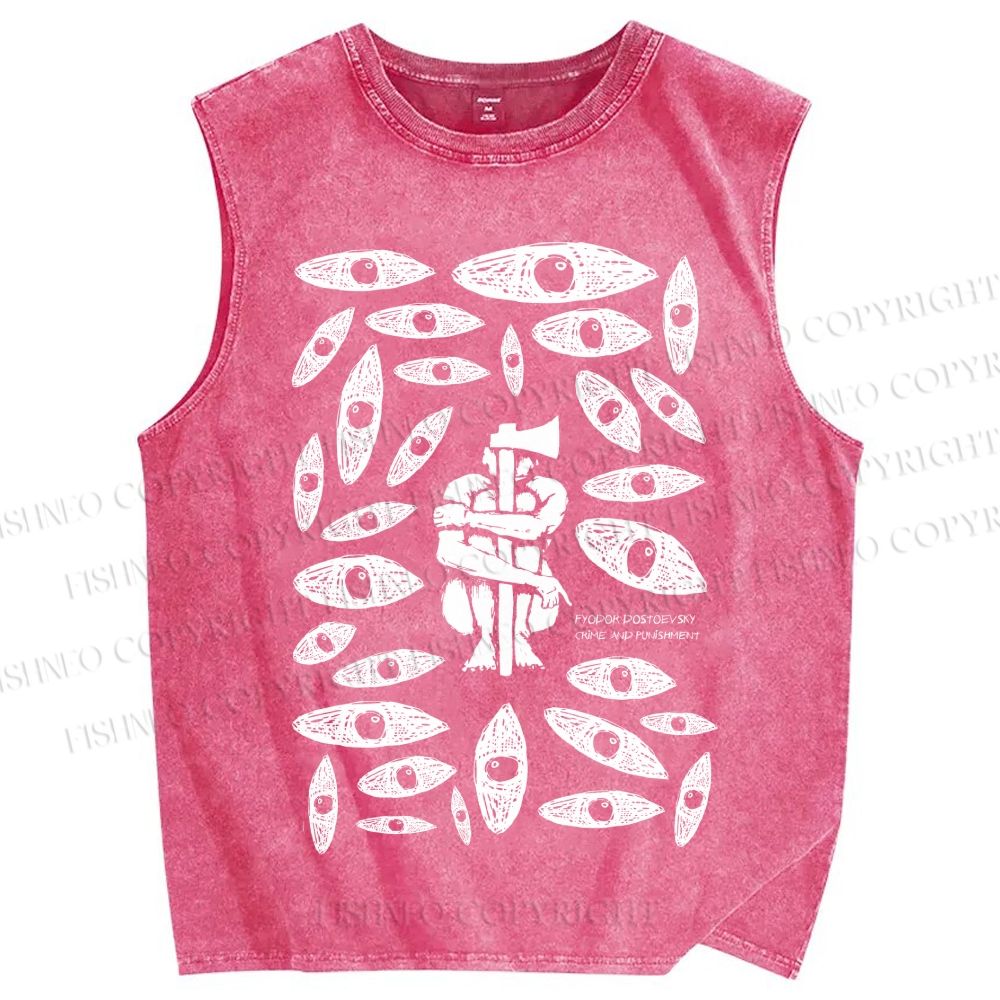 Unisex Crime And Punishment Printed Washed Tank Top