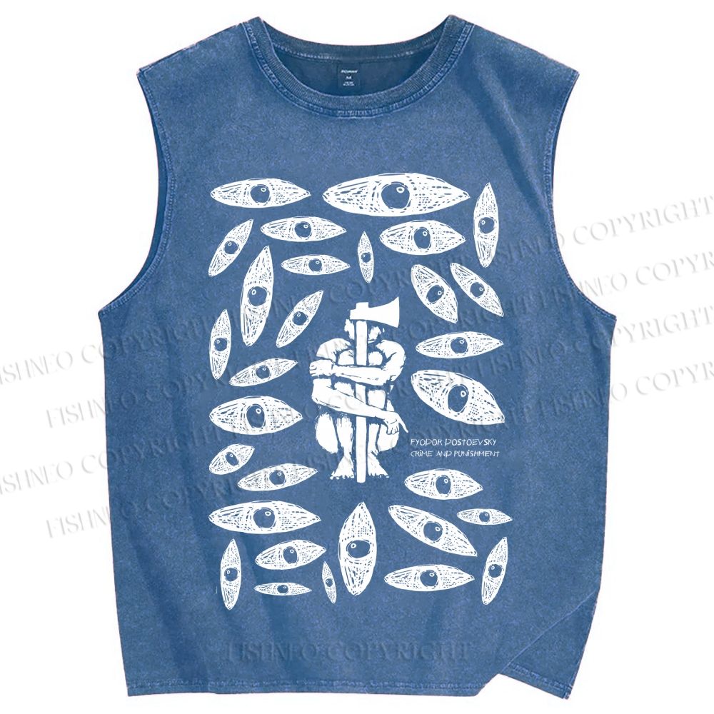 Unisex Crime And Punishment Printed Washed Tank Top