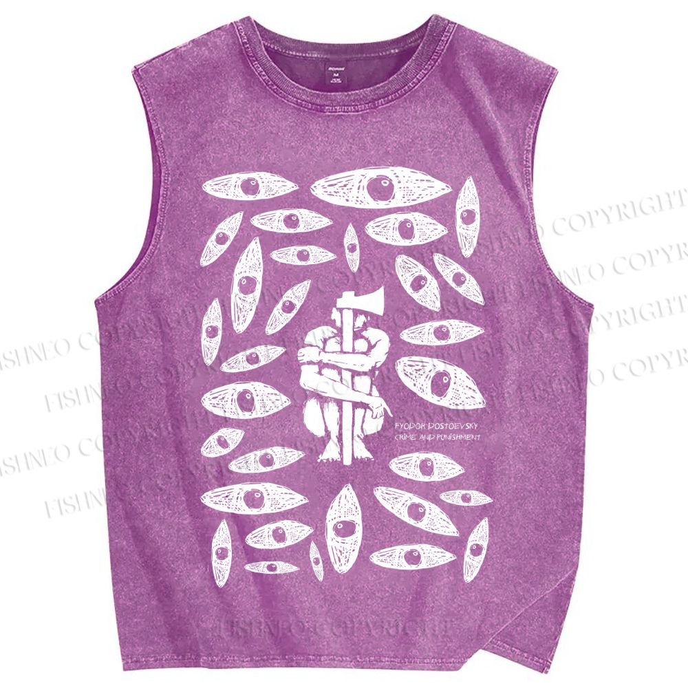 Unisex Crime And Punishment Printed Washed Tank Top