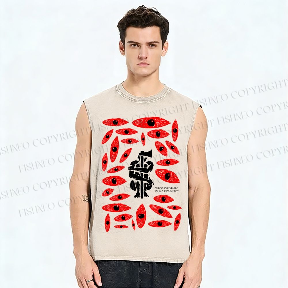 Unisex Crime And Punishment Printed Washed Tank Top