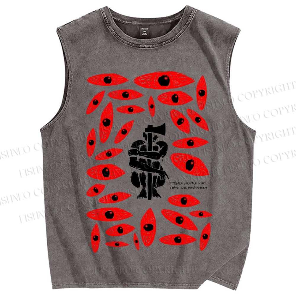 Unisex Crime And Punishment Printed Washed Tank Top