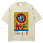 Unisex Yayoi Kusama Lion Printed Washed Tee