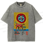 Unisex Yayoi Kusama Lion Printed Washed Tee