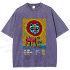 Unisex Yayoi Kusama Lion Printed Washed Tee