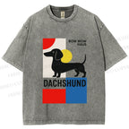 Unisex Bauhaus Dachshund Printed Washed Tee