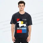 Unisex Bauhaus Dachshund Printed Washed Tee