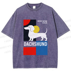 Unisex Bauhaus Dachshund Printed Washed Tee