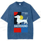 Unisex Bauhaus Dachshund Printed Washed Tee