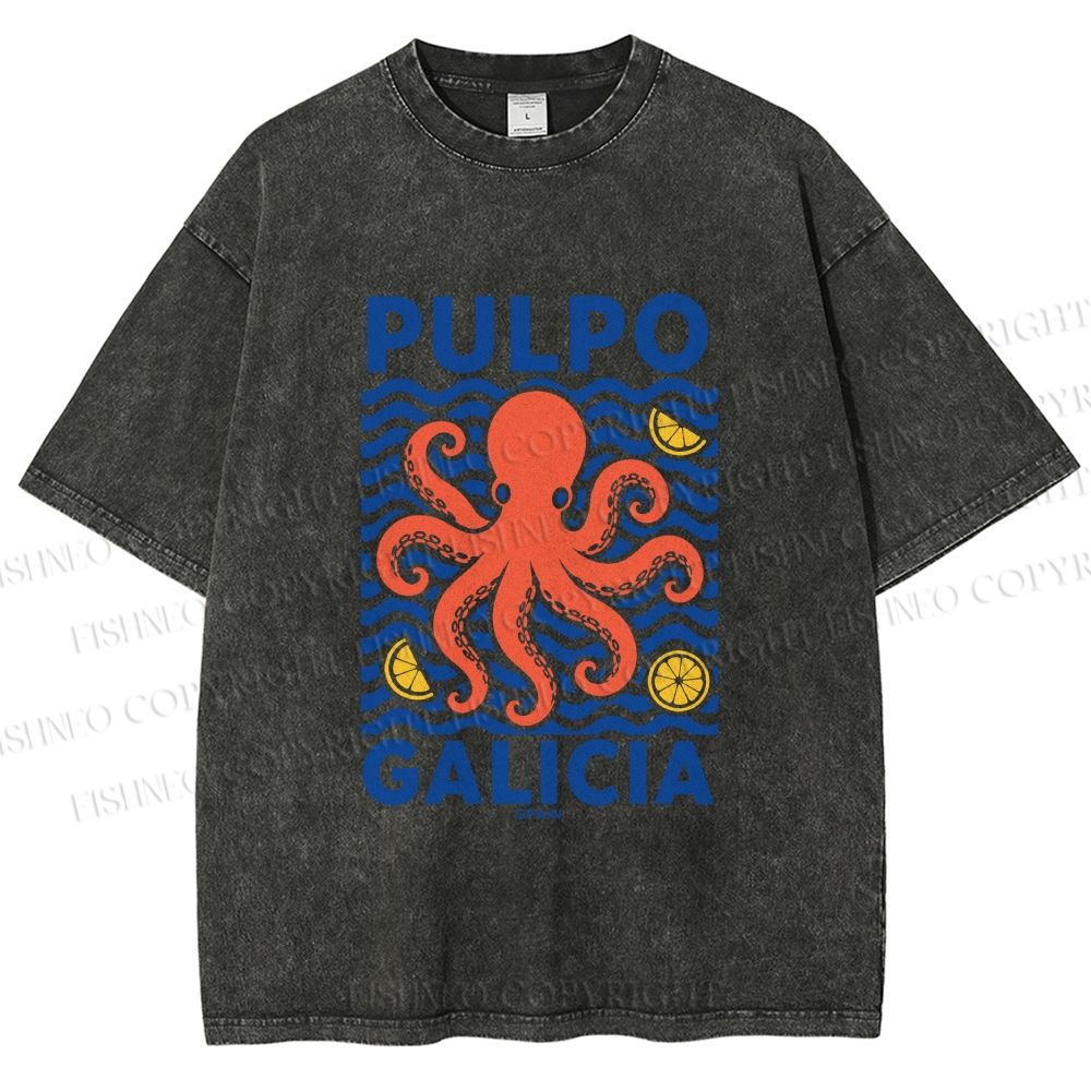 Unisex Spanish Octopus Printed Washed Tee