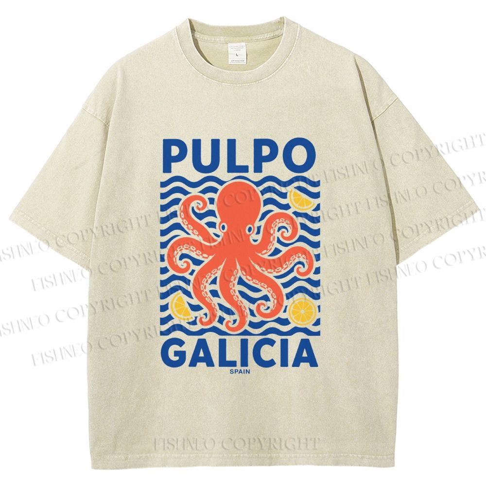 Unisex Spanish Octopus Printed Washed Tee