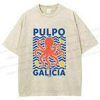 Unisex Spanish Octopus Printed Washed Tee