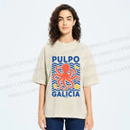 Unisex Spanish Octopus Printed Washed Tee