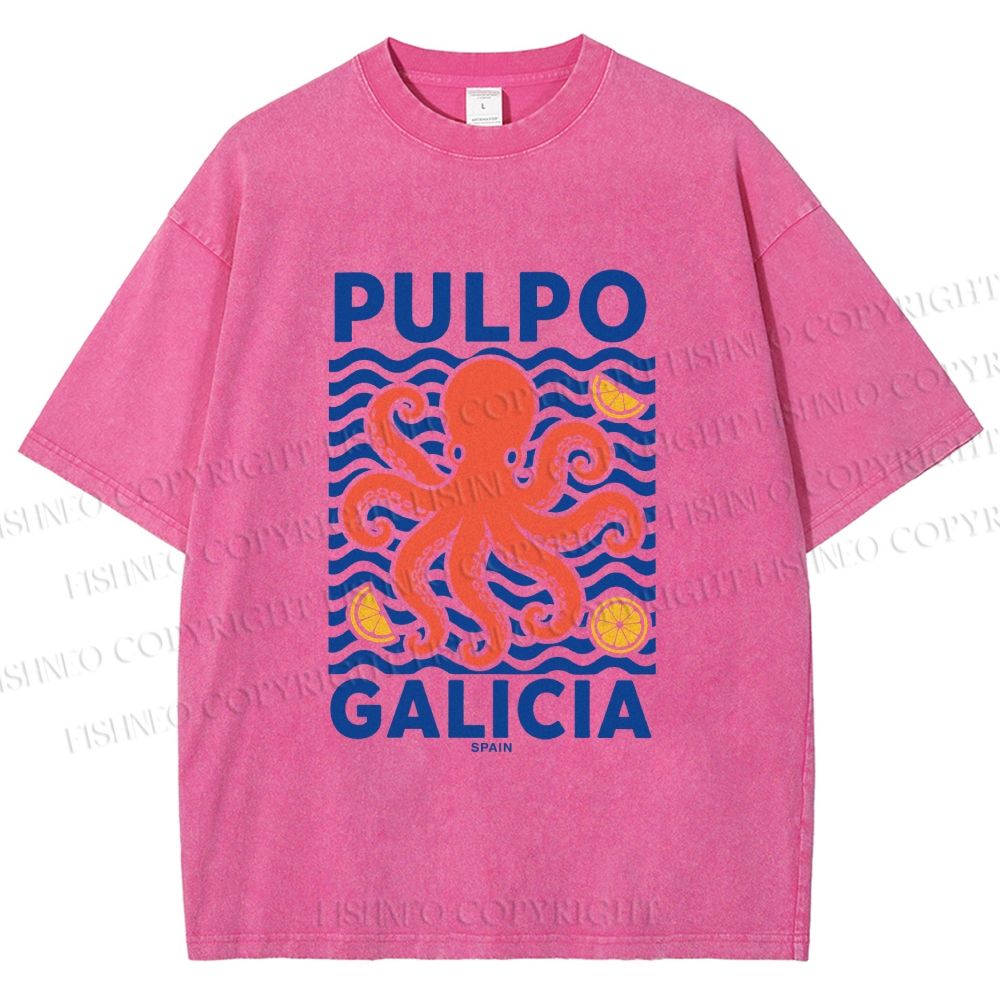 Unisex Spanish Octopus Printed Washed Tee