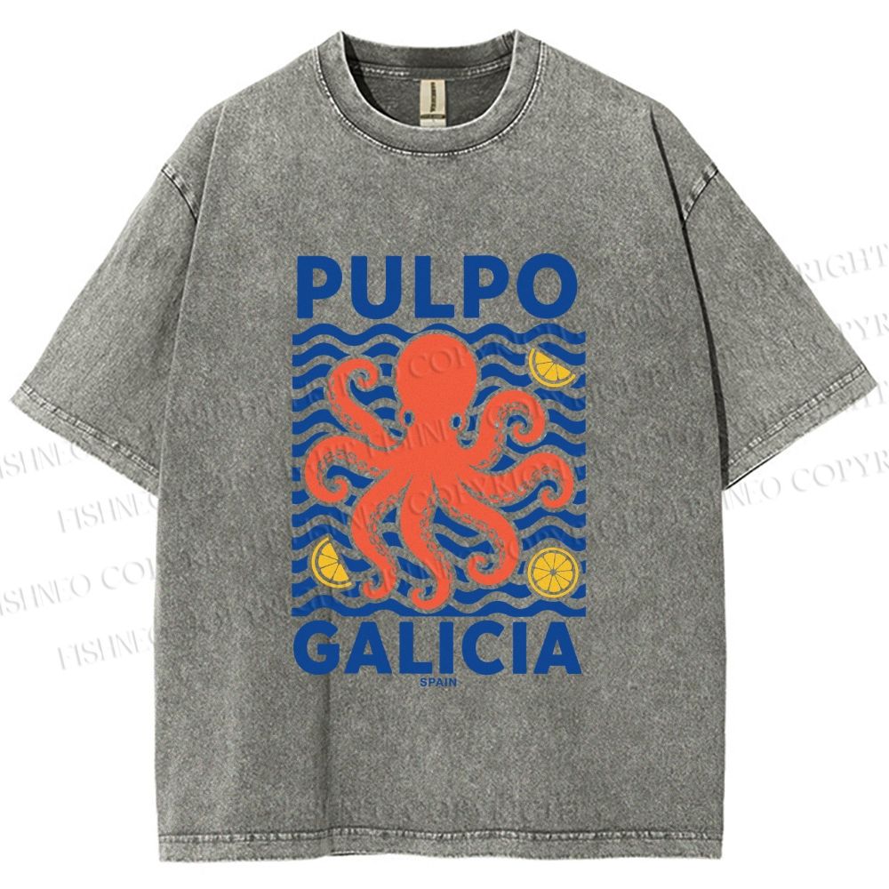 Unisex Spanish Octopus Printed Washed Tee
