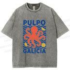 Unisex Spanish Octopus Printed Washed Tee