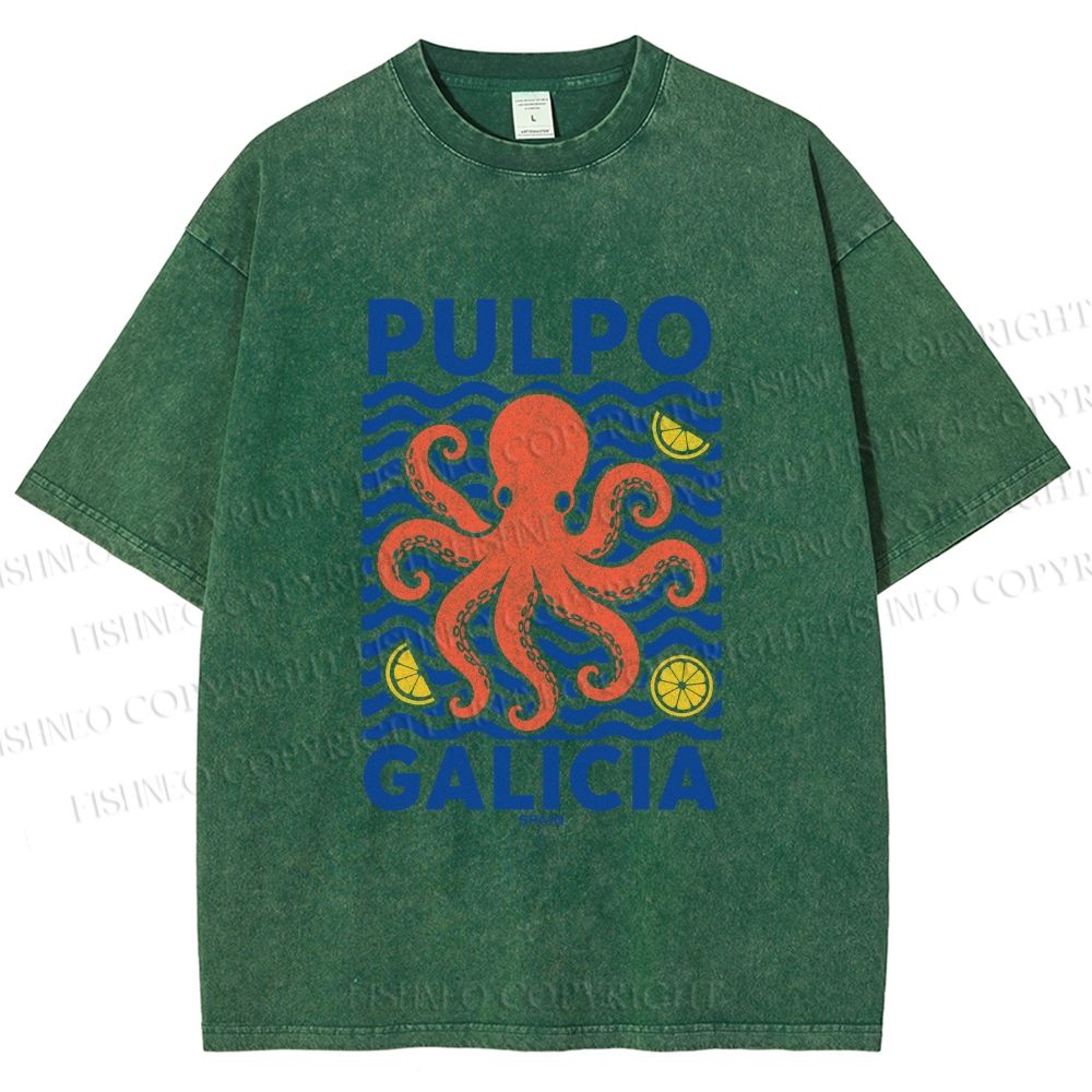 Unisex Spanish Octopus Printed Washed Tee