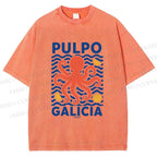 Unisex Spanish Octopus Printed Washed Tee