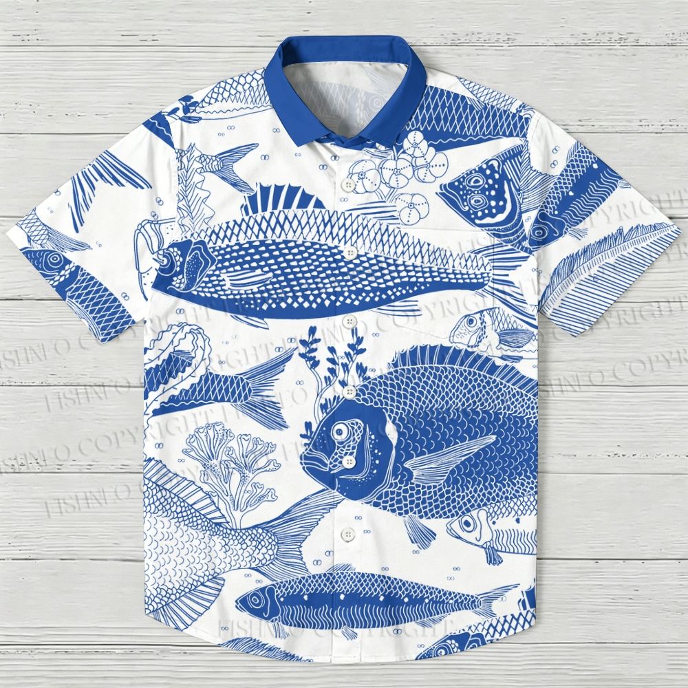 Blue Fish Hawaiian Shirt