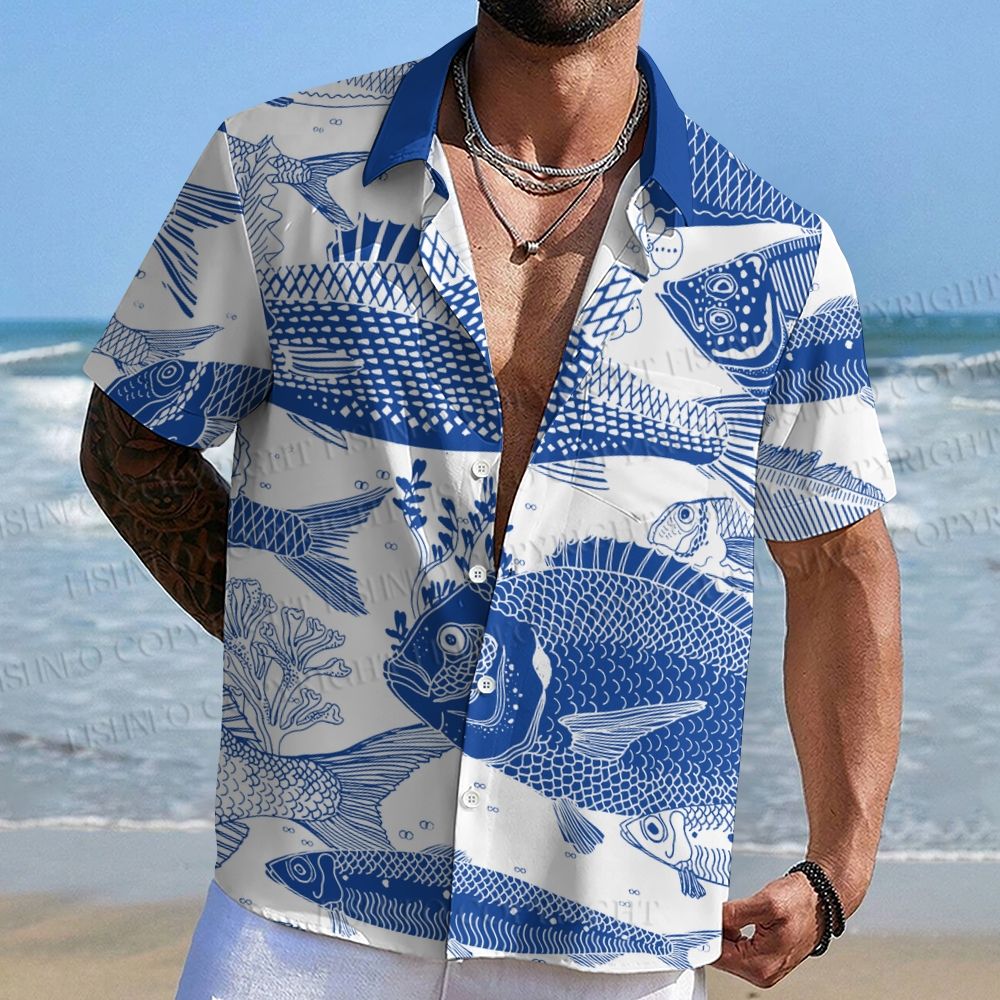 Blue Fish Hawaiian Shirt