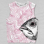 Unisex Fish Stuck in Line Printed Tank Top