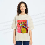 Unisex Ruffian Cat Smoking Printed Washed Tee