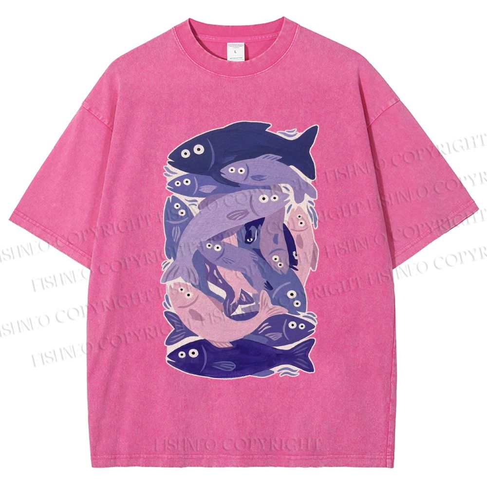 Unisex Fish Jenga Printed Washed Tee