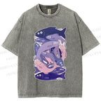Unisex Fish Jenga Printed Washed Tee