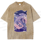 Unisex Fish Jenga Printed Washed Tee