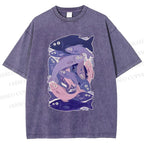 Unisex Fish Jenga Printed Washed Tee
