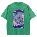 Unisex Fish Jenga Printed Washed Tee