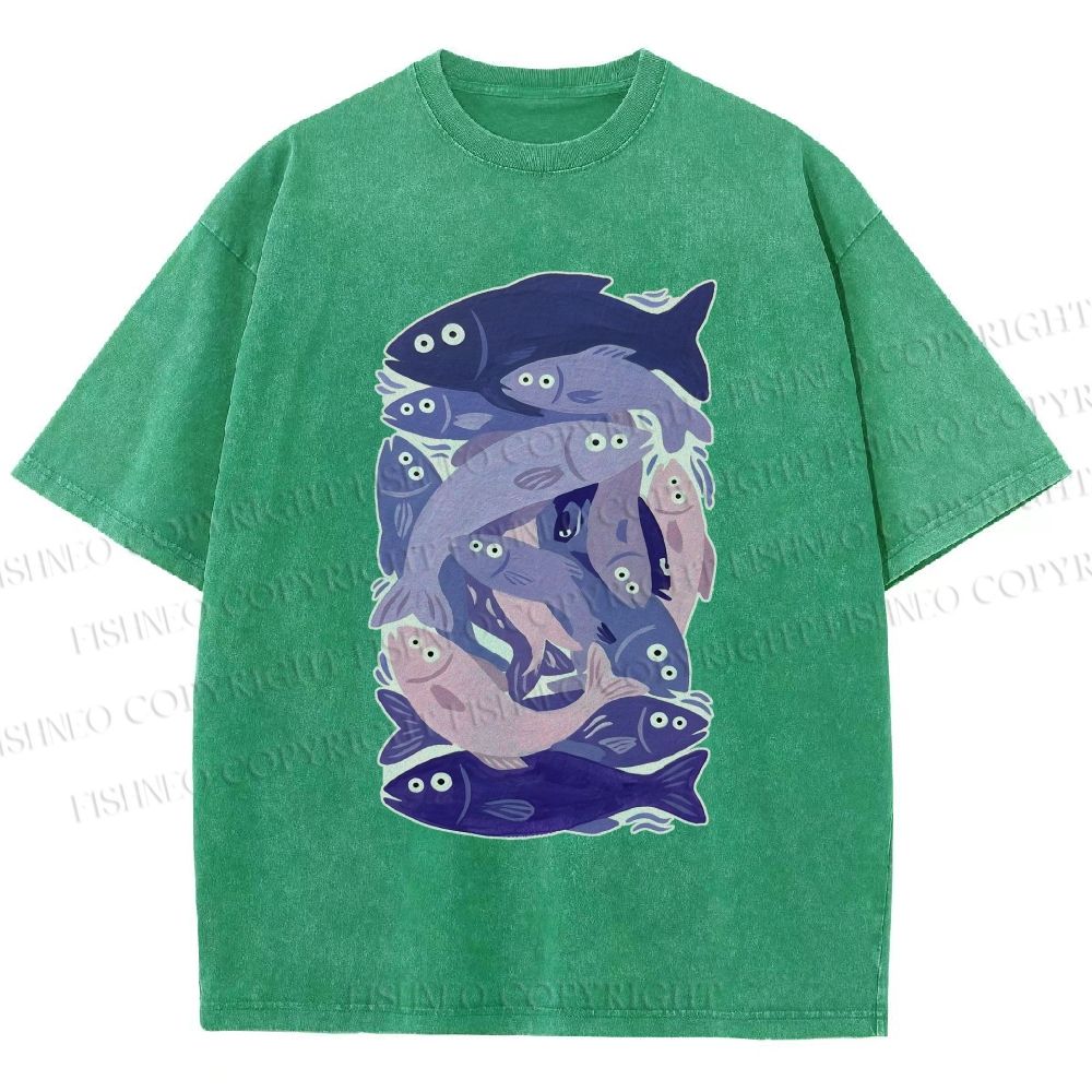 Unisex Fish Jenga Printed Washed Tee