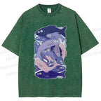 Unisex Fish Jenga Printed Washed Tee