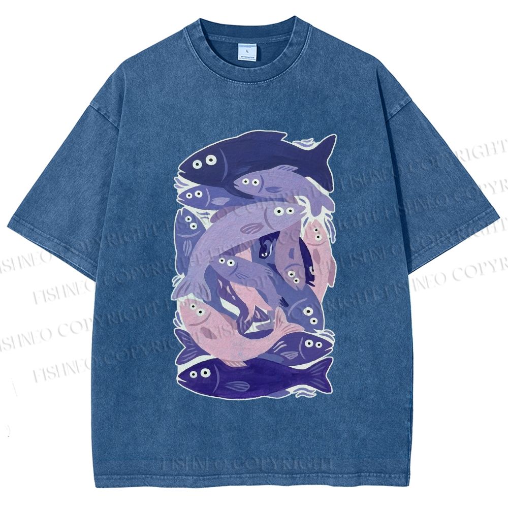 Unisex Fish Jenga Printed Washed Tee