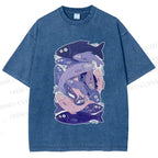 Unisex Fish Jenga Printed Washed Tee