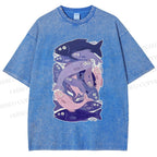 Unisex Fish Jenga Printed Washed Tee