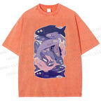 Unisex Fish Jenga Printed Washed Tee