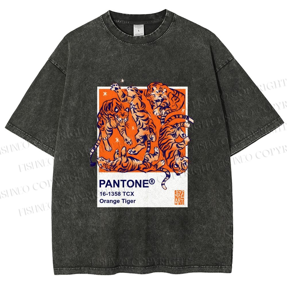 Unisex Pantone Tigers Printed Washed Tee