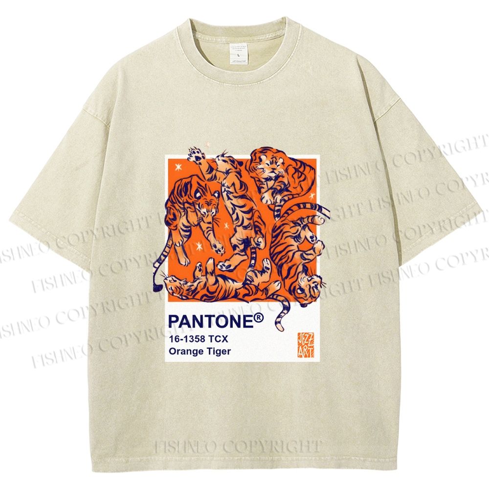 Unisex Pantone Tigers Printed Washed Tee