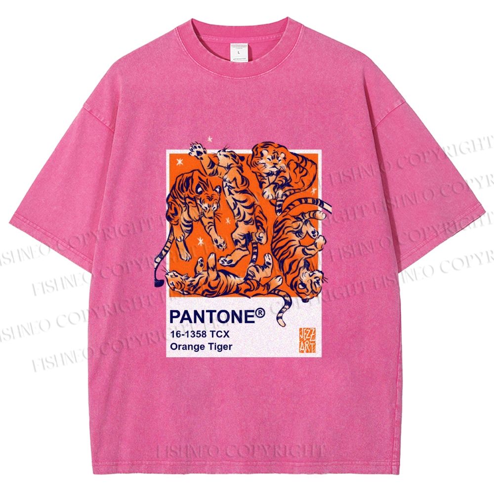 Unisex Pantone Tigers Printed Washed Tee