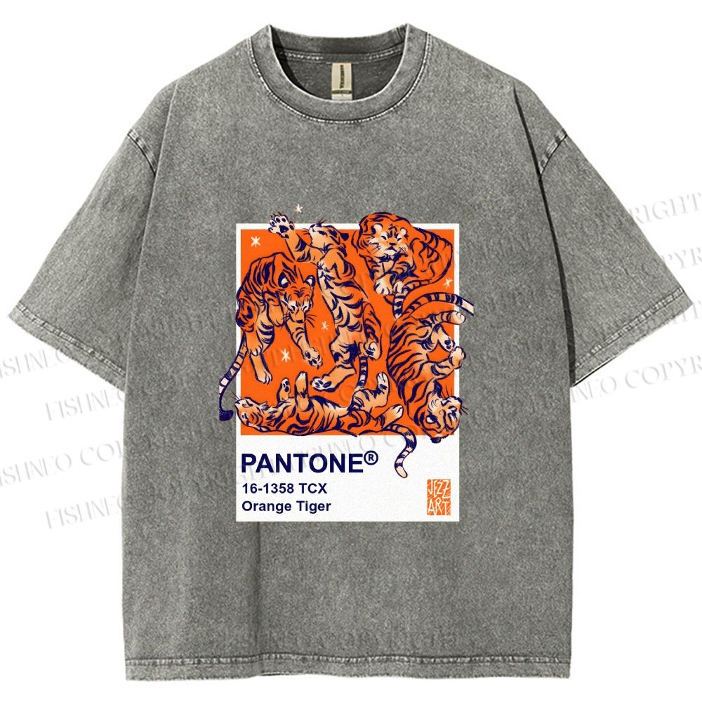 Unisex Pantone Tigers Printed Washed Tee