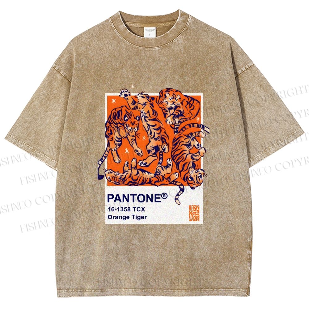 Unisex Pantone Tigers Printed Washed Tee