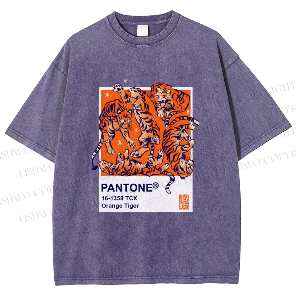 Unisex Pantone Tigers Printed Washed Tee